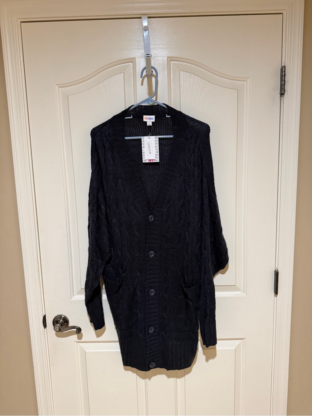 LuLaRoe Lucille Black Cable-Knit Button Cardigan